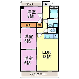 半田第3ロイヤルマンション 3LDKの間取図画像
