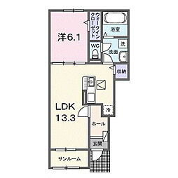 クレール丹波篠山　II 1階1LDKの間取り