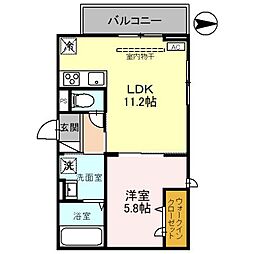 D-ROOM盛岡本宮　C棟 3階1LDKの間取り