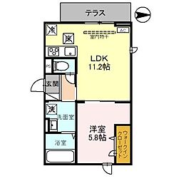 D-ROOM盛岡本宮D 1LDKの間取図画像