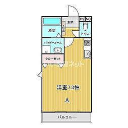 グランビューII ワンルームの間取図画像