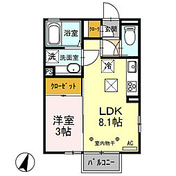 ブルーサファイア　Ａ 1階1LDKの間取り