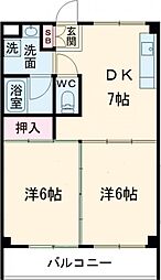 エステートKOUWA 3階2DKの間取り