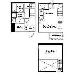 ラ・ネージュ河原町 1階1SKの間取り