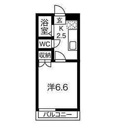 メゾン・ド・フォンテーヌ 2階1Kの間取り