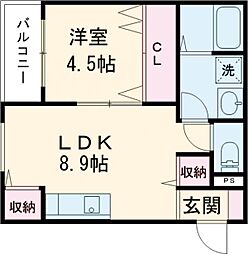 JR豊肥本線 原水駅 5.5kmの賃貸アパート 2階1LDKの間取り