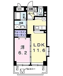 ヒルズガーデン2 1LDKの間取図画像