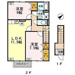 ドゥリーム・コート 2階2LDKの間取り