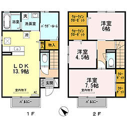 セジュール原町5 3LDKの間取図画像