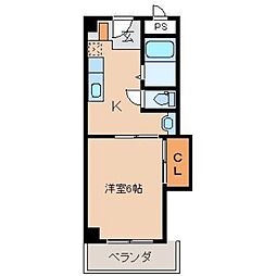 メゾンミハラ 3階1Kの間取り