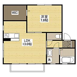 メープルコート 2階1LDKの間取り