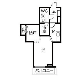 メリディアン多賀城笠神壱番館 2階1SKの間取り