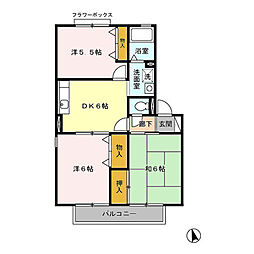 レインボーハイツ　II番館 1階3DKの間取り