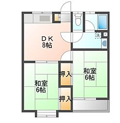 シーサイドヴィラ 2階2DKの間取り