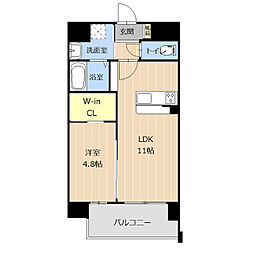 クイーンズ京町 1LDKの間取図画像