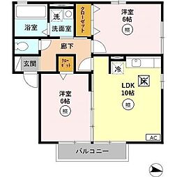 ビラ・ソレイユ 2LDKの間取図画像