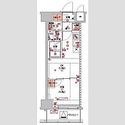 ハーモニーレジデンス新宿早稲田ザ・ガーデン 1DKの間取図画像