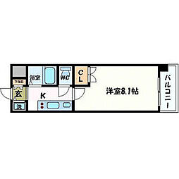 リエス伏見 1Kの間取図画像