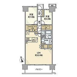 グレイディア 10階2LDKの間取り