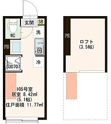Savoir-faire 大島 1階ワンルームの間取り