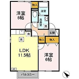 アルス明石台A 2LDKの間取図画像