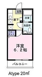 ハウズライフ厚木二番館 1Kの間取図画像