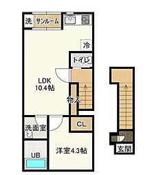 カルムアヴェニュー 1LDKの間取図画像