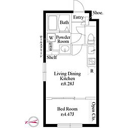 CASA PIAZZA 北千住 4階1LDKの間取り