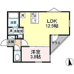 メゾン・ド・リアン 1階1LDKの間取り