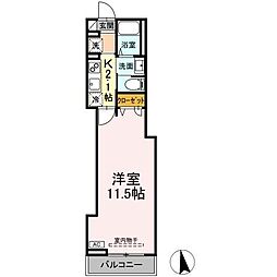 スピアナート北石堂 3階1Kの間取り