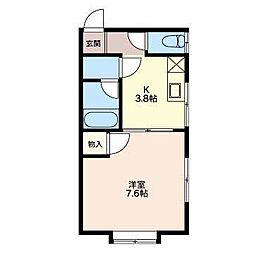 サンコーポ長谷川 1Kの間取図画像
