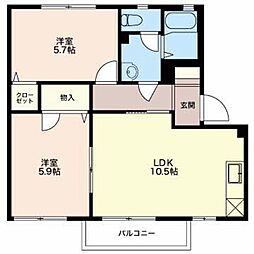 ウイング2F 2LDKの間取図画像