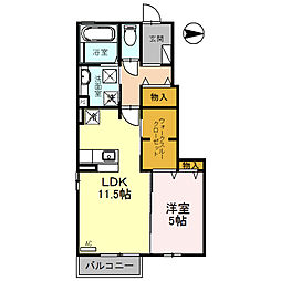 ルナ ガーデン 1階1LDKの間取り