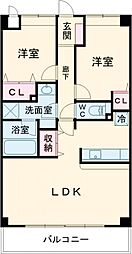 アークス高梨レジデンス 3階2LDKの間取り