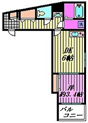 マークデュオ大和田I 1DKの間取図画像