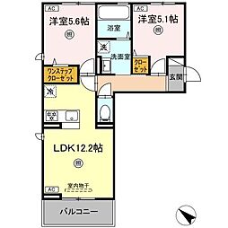 フェニックスアレシア 3階2LDKの間取り