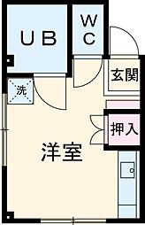 ローランドミューズ 2階ワンルームの間取り