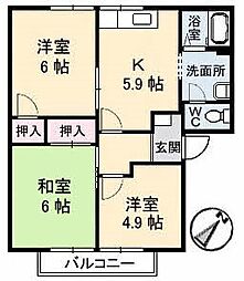 カサ・リンダ　Ｂ棟 2階3Kの間取り