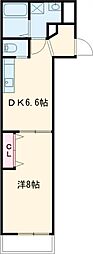 Ｆｅｌｉｚ貝塚 2階1DKの間取り