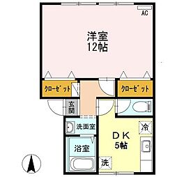 コーポアルペラA 1DKの間取図画像
