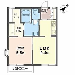 シュガーグランデュールＣ 1階1LDKの間取り