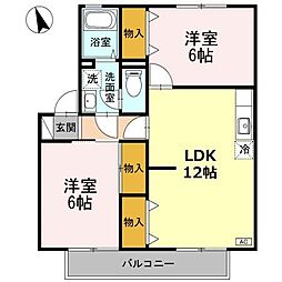 ブレスガーデン　III棟 2階2LDKの間取り