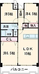 グランドパレス学園前B棟 3LDKの間取図画像