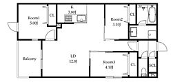 MODERN PALAZZO姪浜II 3LDKの間取図画像