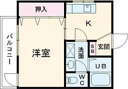 森塚第7マンション 1Kの間取図画像
