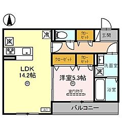 アウスレーゼ高畑 1階1LDKの間取り