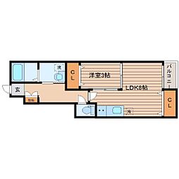 ハリースローリー 1階1LDKの間取り