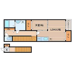 ハリースローリー 2階1LDKの間取り