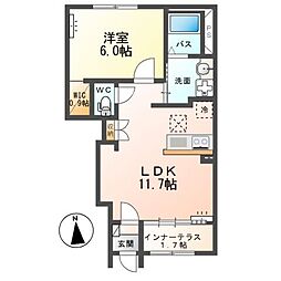 宇都宮市末広2丁目アパート 1LDKの間取図画像