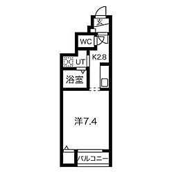 グリーンプレイス矢吹 1Kの間取図画像